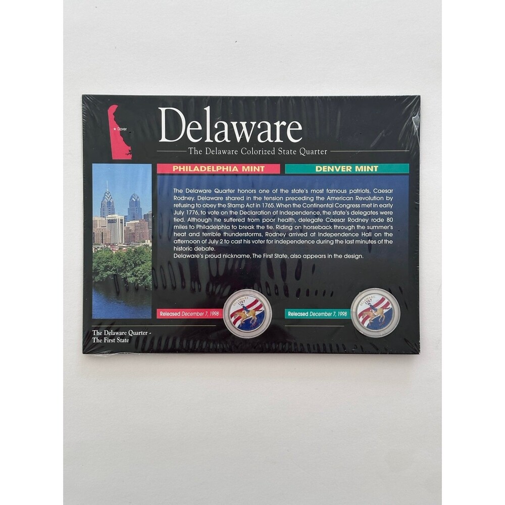 NEW 1999 Delaware Colorized State Mint Quarters (NEW Sealed)